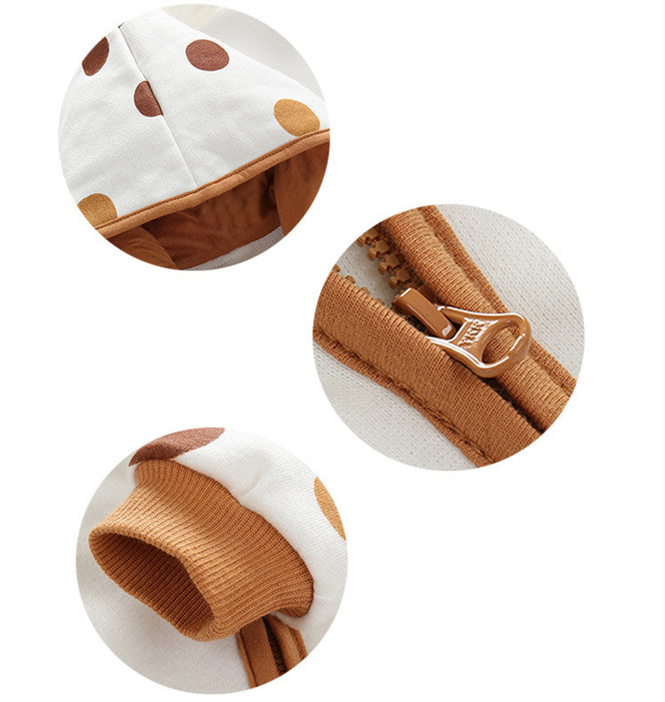 Cotton Printed Baby Hooded Crawling Bodysuit - D&A