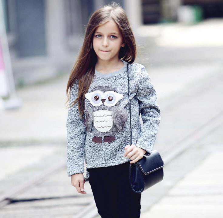 Jacket Coat for Girls Boy Sweatshirts Sweater for Girls Children's Girl Coats Cartoon Owl Clothes for Autumn Winter Fleece Lined - D&A
