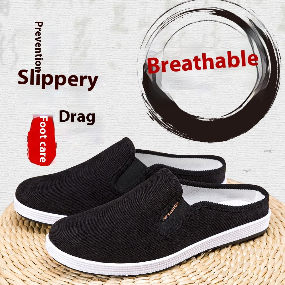 Casual Breathable All-match Sneakers Slip-on Heel-free Half Support Non-slip Men's Shoes - D&A