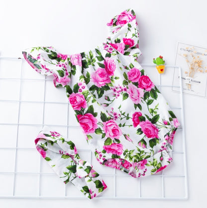 Children's wear, baby, cotton, baby, baby print, small flying sleeves, romper - D&A