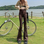Stretchy High Waist Slimming Design Sense High Street Bell-bottom Pants Tide - D&A