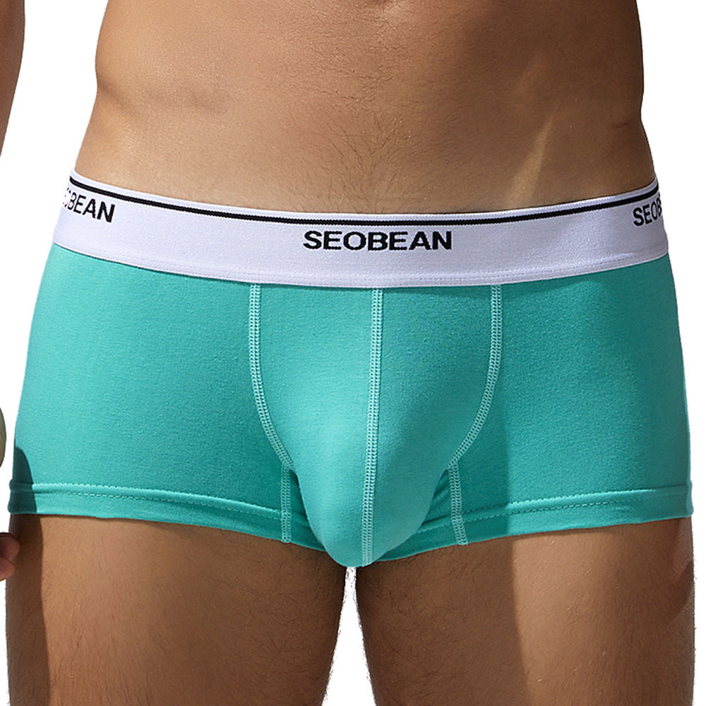 Men's Boxers Comfortable Breathable Cotton Low Waist Cyan - D&A