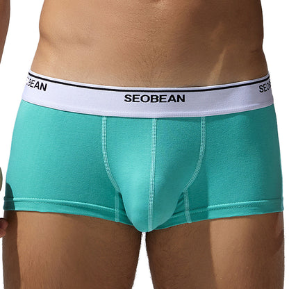 Men's Boxers Comfortable Breathable Cotton Low Waist Cyan - D&A