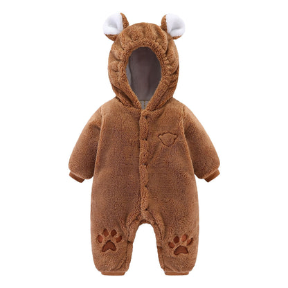 Newborn Baby Onesies Baby Clothes Romper Baby Quilted Coffee - D&A