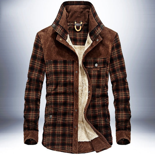 Winter Jacket Men Thicken Warm Fleece Jackets Coats Pure Cotton Plaid Jacket Military Clothes - D&A