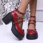 Women's Thick-soled Lace-up Loafers Fall Versatile British Leather Shoes - D&A