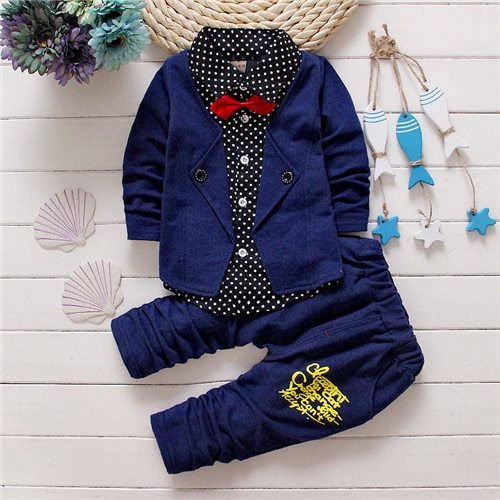 Children's Children's Suit Bow tie Sweater Small Trousers Blue 110. - D&A