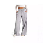 Women's Lace-up Solid Color Waist Tight Fashion Wide-leg Casual Pants - D&A