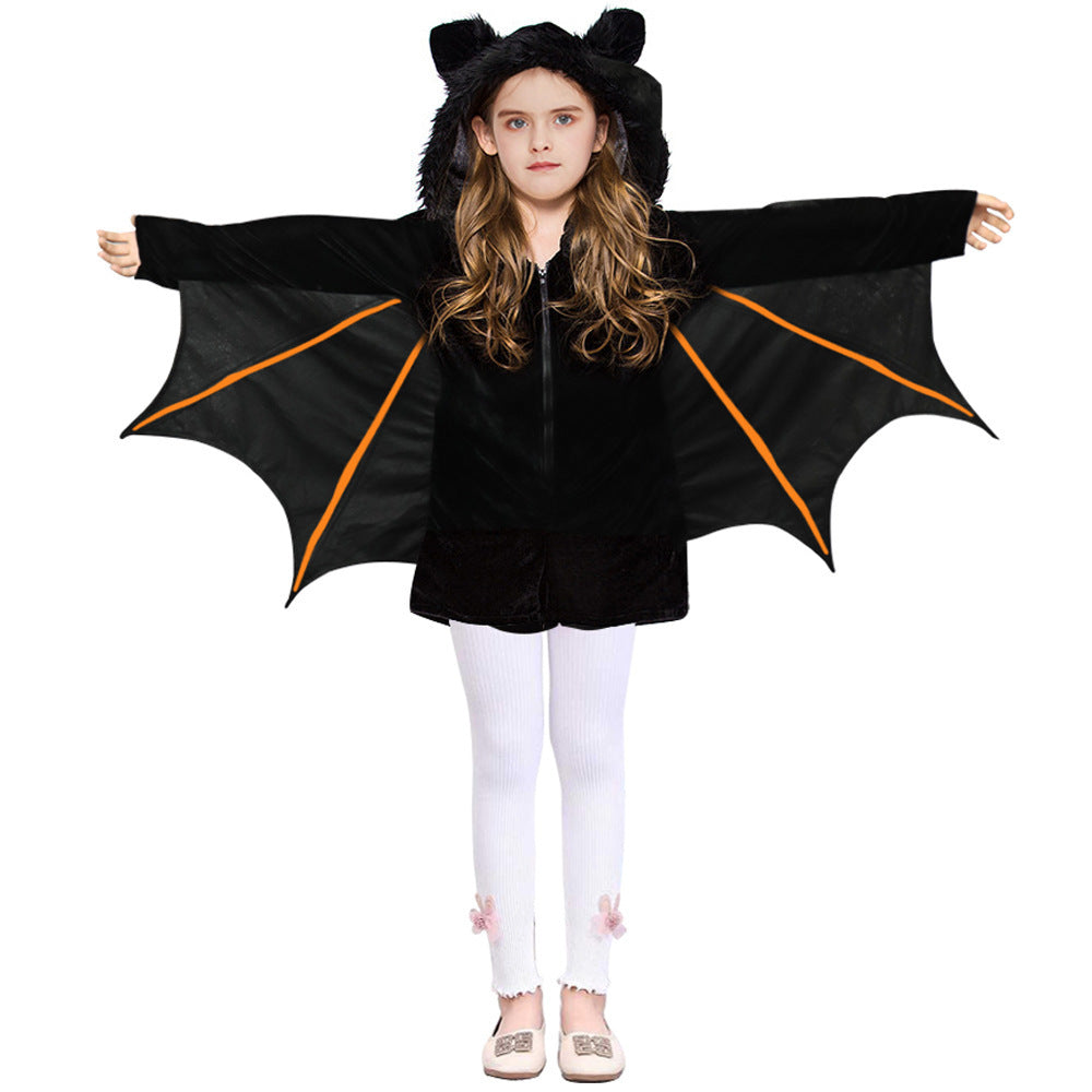 New Halloween Kids Costume Bat Cape Pumpkin Top - D&A
