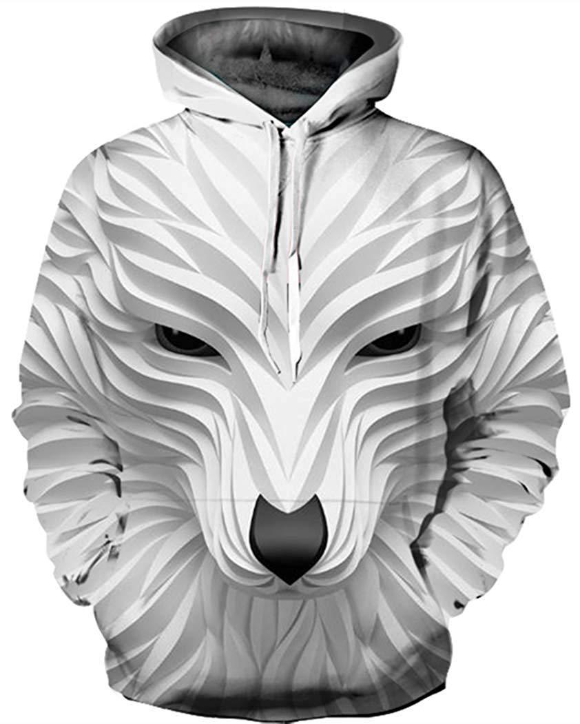 Long Sleeve Hoodies Men Casual Pullovers Hooded Animal 3D Printed Streetwear Boys Sweatshirt Jackets - D&A