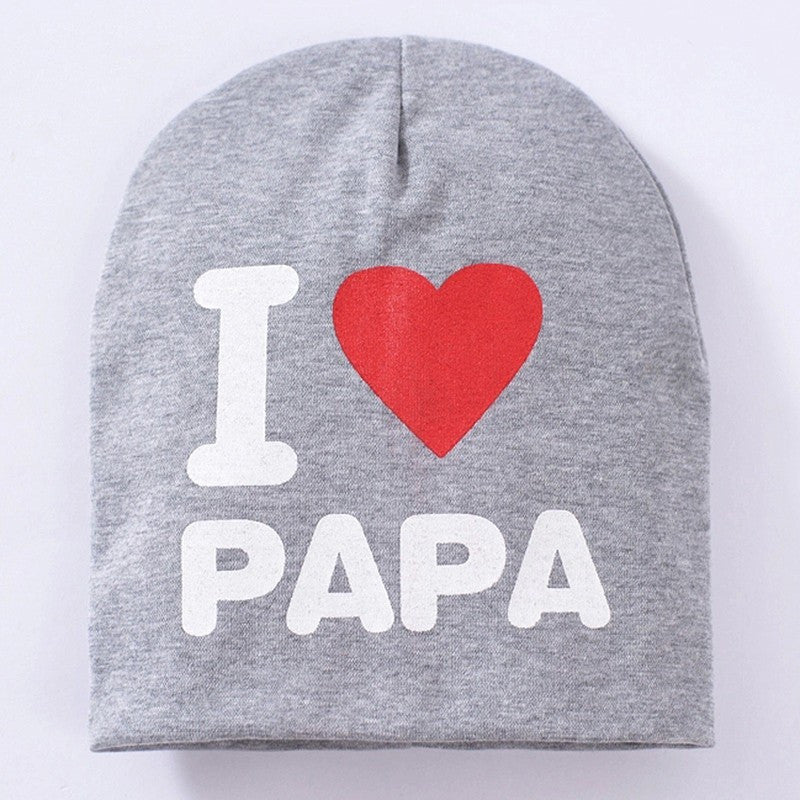 Baby autumn and winter baby hat Grey Love papa - D&A