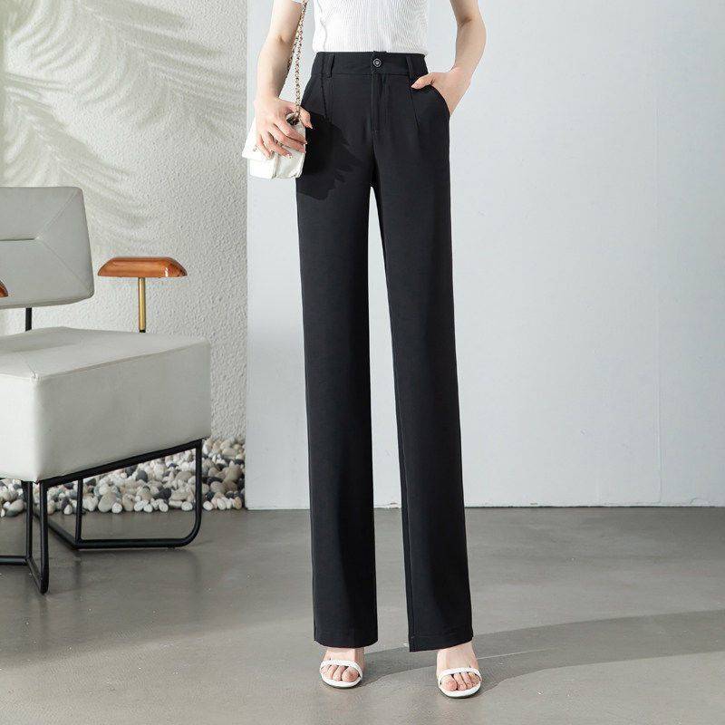 High Waist Drooping Slimming And Straight Ice Silk Women's Casual Suit Pants - D&A
