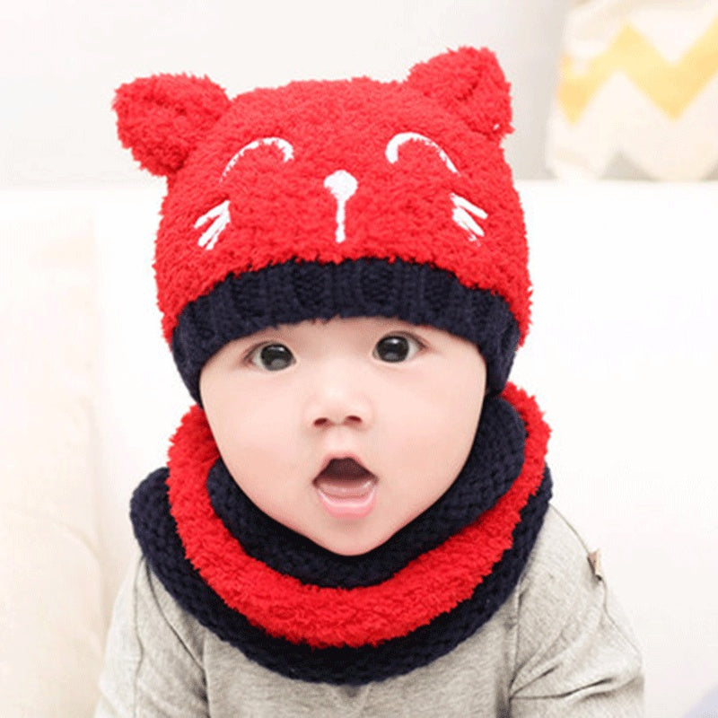 Wool scarf baby hat Big Red - D&A