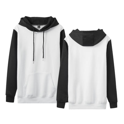 White Version Stitching Loose Casual Fleece-lined Cross-border Hoodie White With Black - D&A