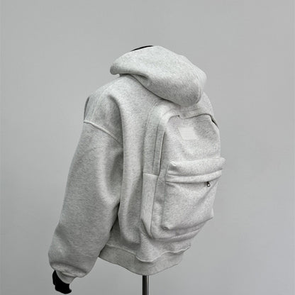 Back Schoolbag Design Men's Coat Flower Gray - D&A