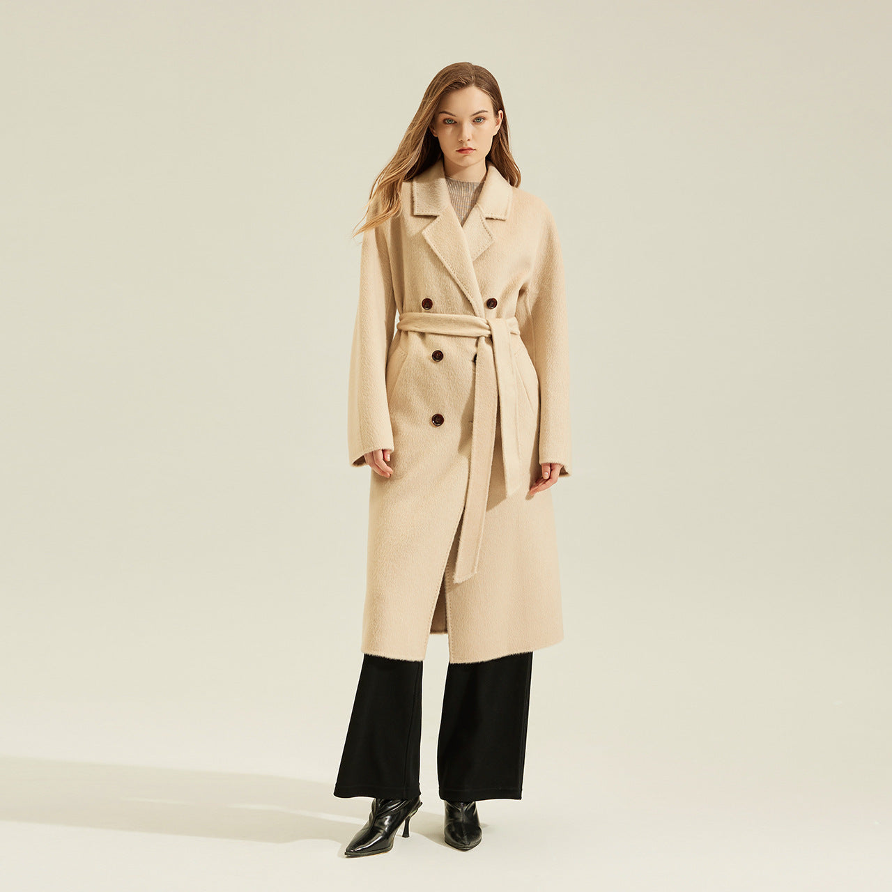 Women's Camel Coat Reversible Woolen Jacket - D&A