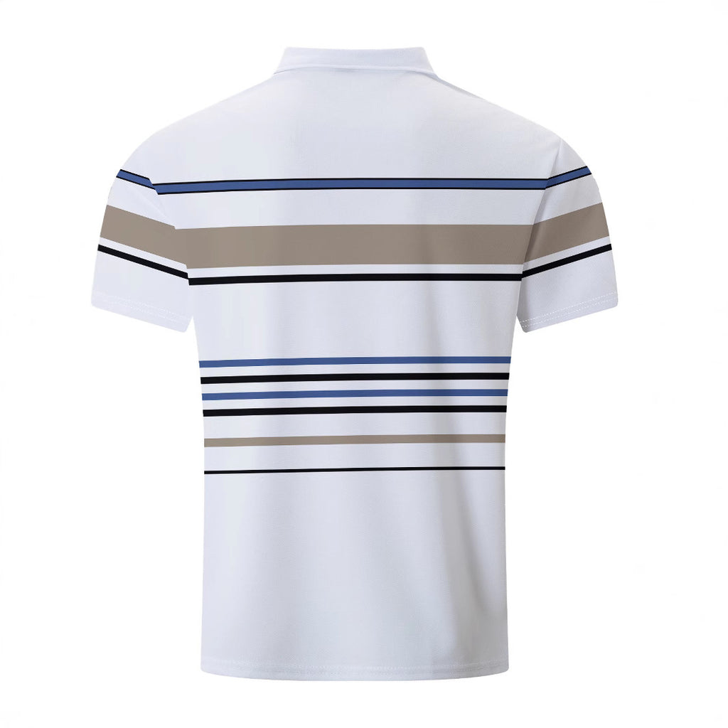 Men's Striped Short Sleeve Summer Business Casual Loose T-shirt - D&A