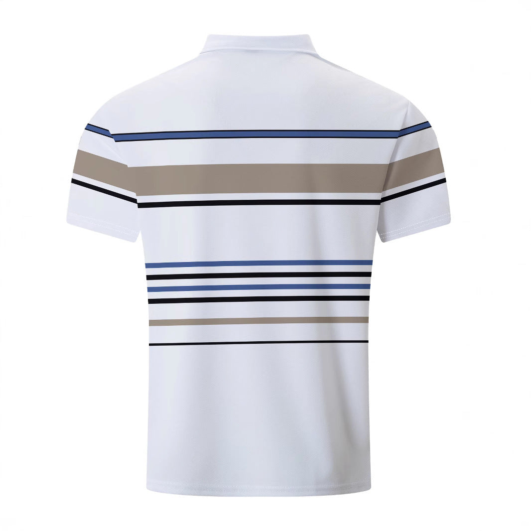 Men's Striped Short Sleeve Summer Business Casual Loose T-shirt - D&A