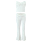 European And American Style Women's Fashion Sexy Casual Twist Tube Top Beautiful Back Tank-top Bell-bottom Pants - D&A