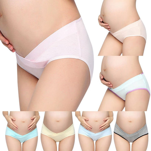 Soft Cotton Belly Support Panties for Pregnant Women Maternity Underwear Breathable V-Shaped Low Waist Panty - D&A