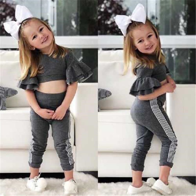 Autumn Kids Baby Girls t shirt Pants Outfits girl Clothes 2P - D&A