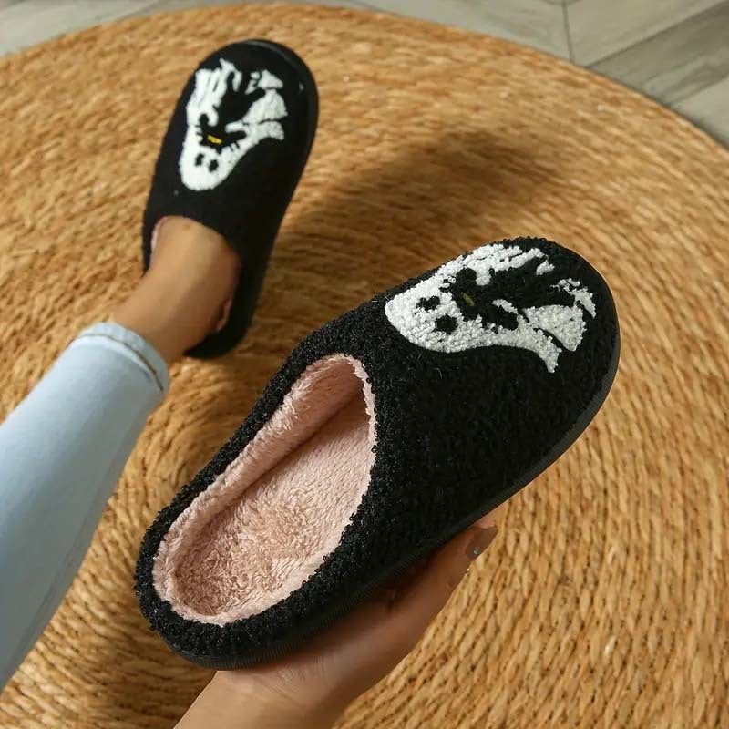 Cartoon Non-slip Ghost Towel Embroidery Closed-toe Slippers - D&A