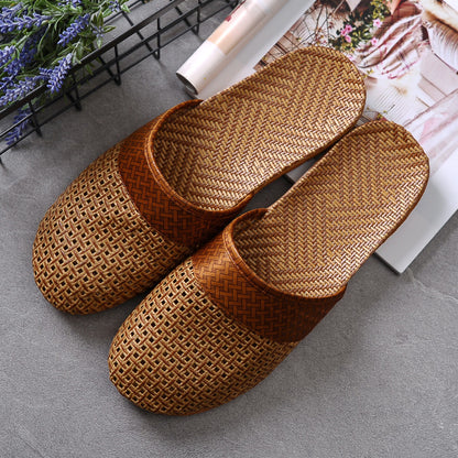 Indoor Non-slip Thick-soled Floor Linen Slippers Men's Coffee - D&A