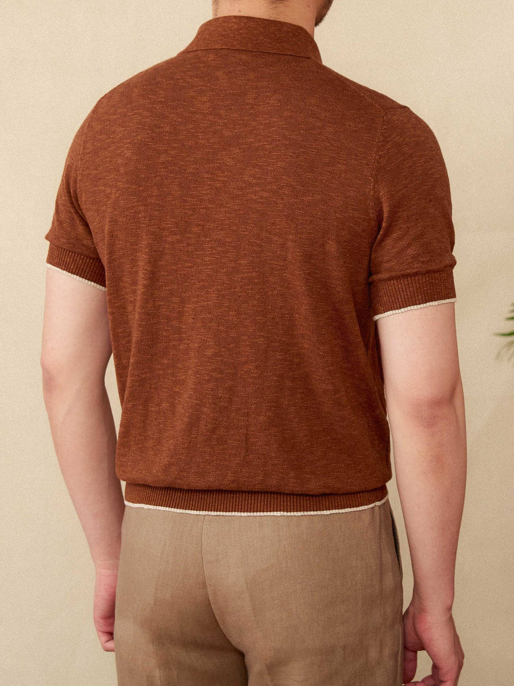 Linen Cotton Blended Men's Lapel Knitted Polo Shirt - D&A