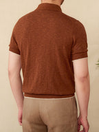 Linen Cotton Blended Men's Lapel Knitted Polo Shirt - D&A