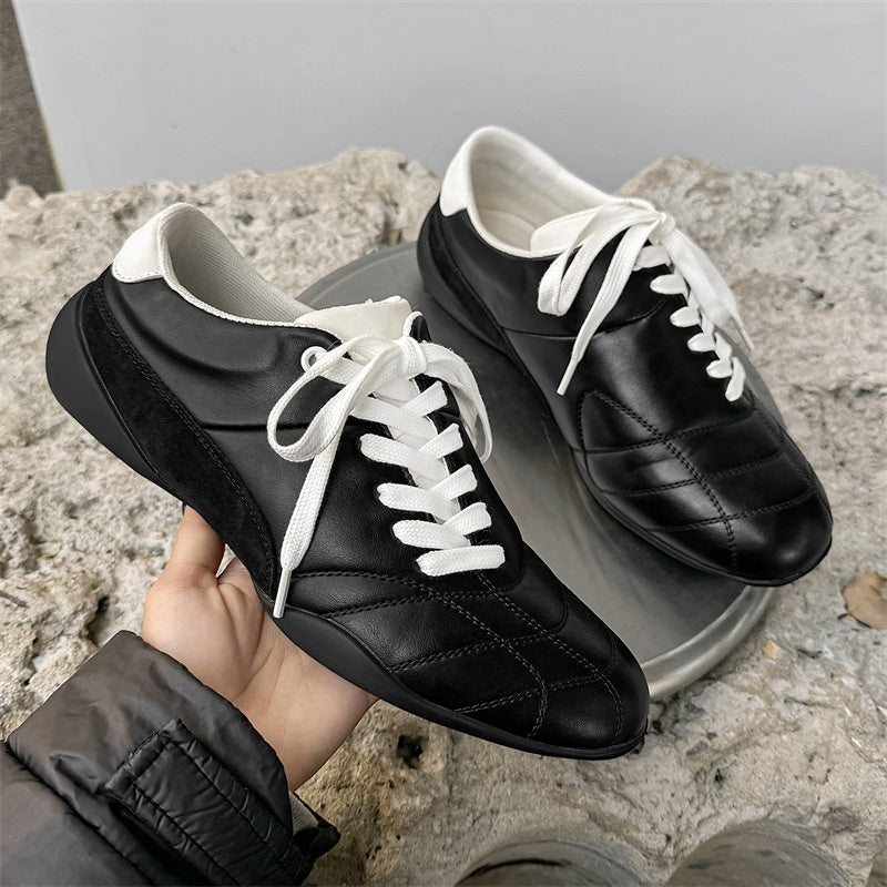 Oblique Lace-up Flat Retro Sports Casual Shoes - D&A