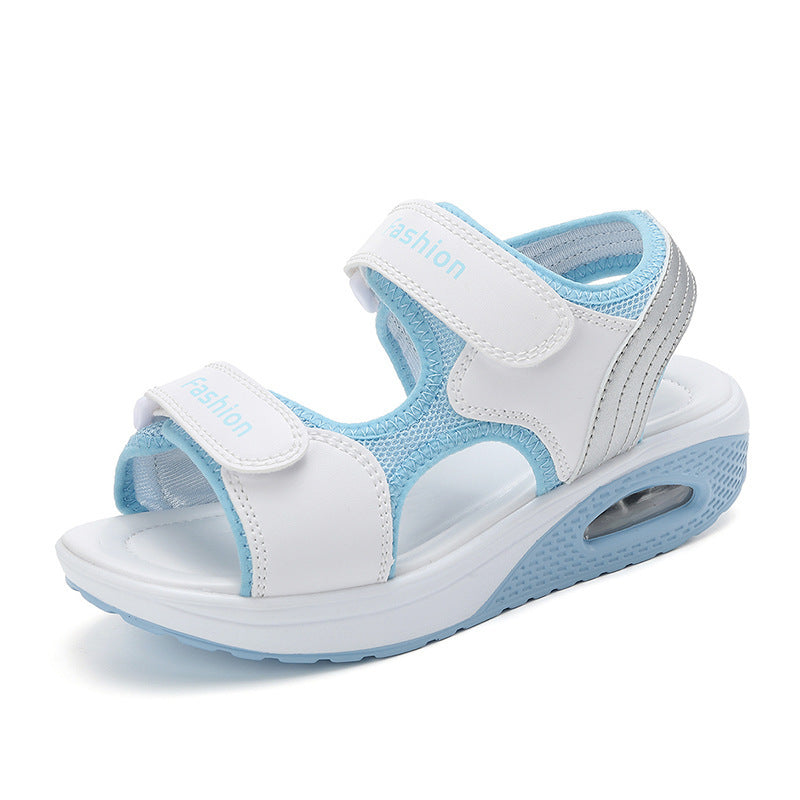 Breathable Soft Bottom Lightweight Fashion Shoes White And Blue - D&A