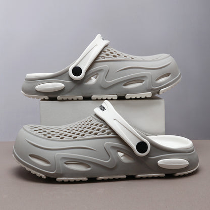 Men's Summer Closed Toe Non-slip Breathable Beach Slippers Gray - D&A