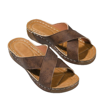 Women's Cross Wedge Platform Beach Casual Sandals - D&A