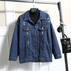 Worn Loose Denim Jacket Women's Long Sleeves - D&A