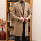 Brown Warm Wool Double Breasted Slim Jacket - D&A