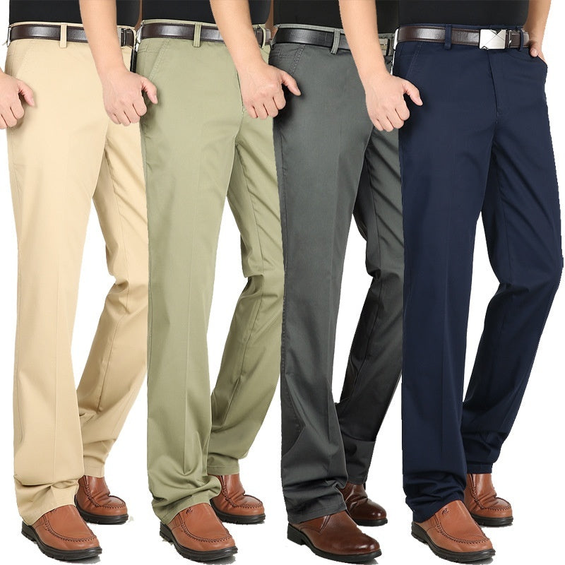 Men's Casual Elastic Cotton High Waisted Loose Pants - D&A