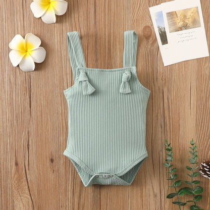 Baby Cotton Pit Strap Small Romper Light Green - D&A