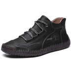 Men's Autumn Sewing High-top Leather Flat Outdoor Work Clothes Casual Shoes - D&A