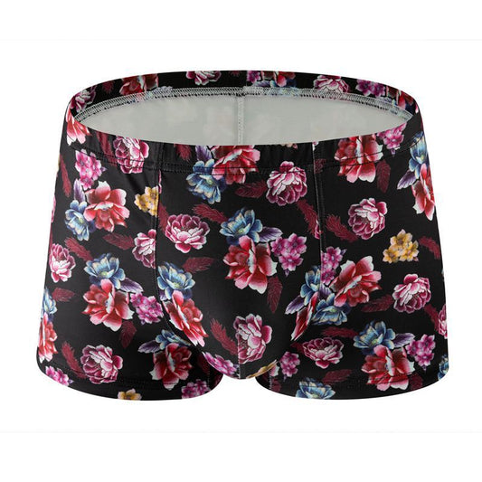 Printed Milk Silk Comfortable Breathable Multi-color Rose Boxers - D&A