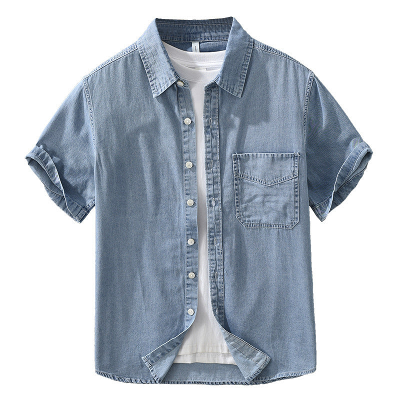 8269 Japanese-style Retro Denim Short Sleeve Shirt - D&A