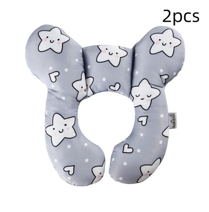Infant Pillow Baby Bed U-Shaped Safety Seat Neck Guard Fixed Stereotyped Stroller Pillow Smiley star 2pcs OPP - D&A