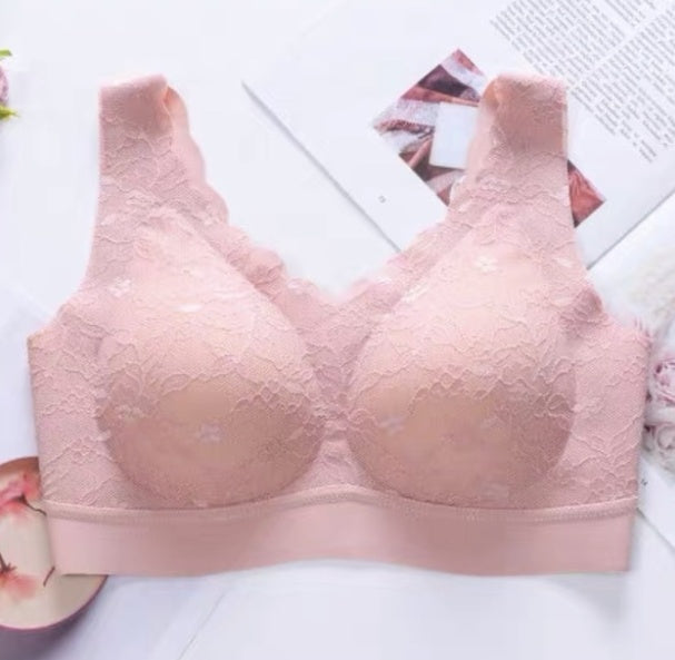 Gathered invisible vest bra beautiful back bra Pink - D&A