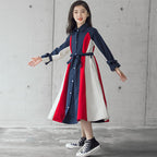 Korean Version Of The Big Kids Girls Multi-color Stitching Fashion A-line Skirt - D&A