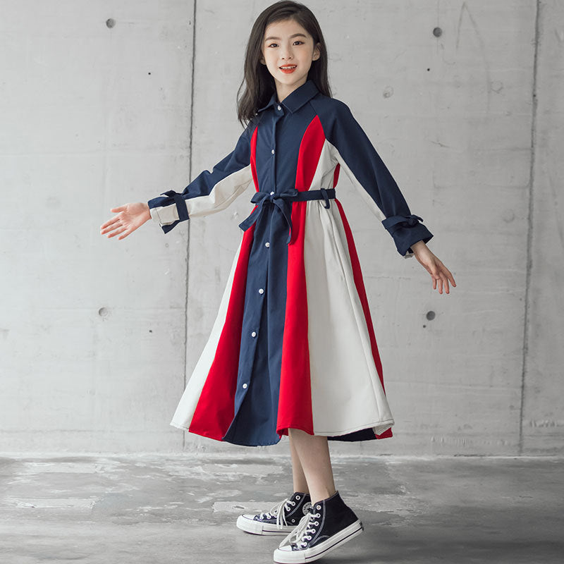 Korean Version Of The Big Kids Girls Multi-color Stitching Fashion A-line Skirt - D&A