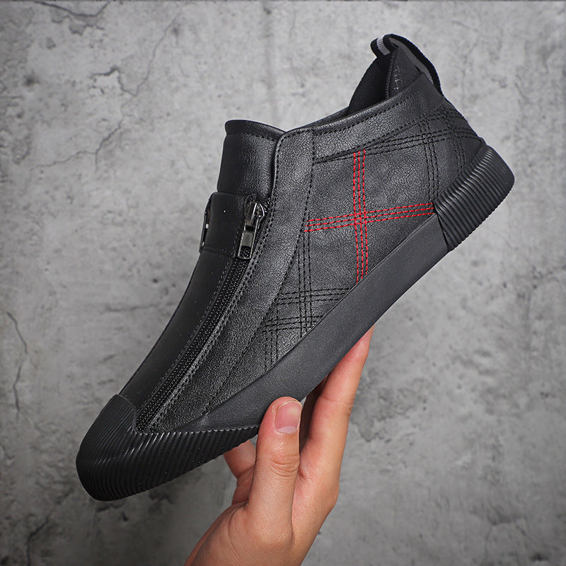 Leather Shoes Breathable Casual Fashion Low-top Sneakers - D&A