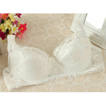 Thin, Breathable And Comfortable Lace Gather Bra Adjustable Bra White - D&A