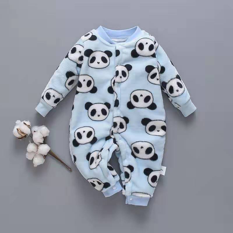 Baby onesies Baby Long Sleeve Romper Panda blue - D&A