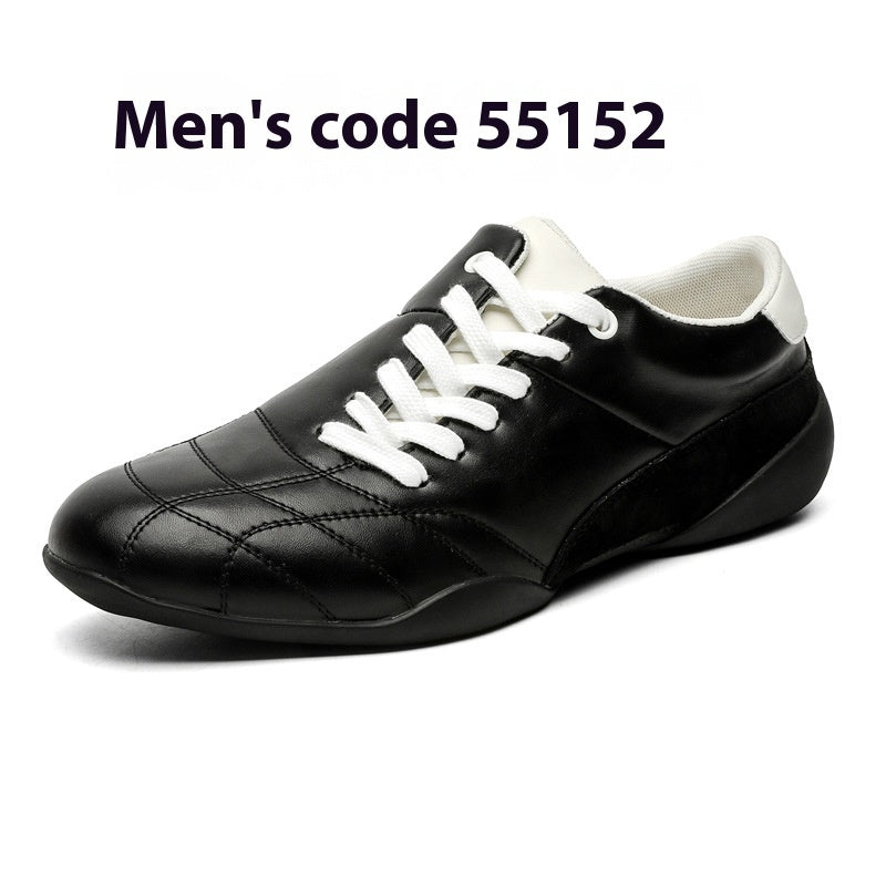 Oblique Lace-up Flat Retro Sports Casual Shoes Black Men - D&A