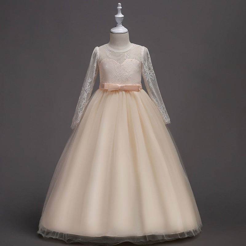 Kids Long Flower Girl Dress Dress Champagne - D&A
