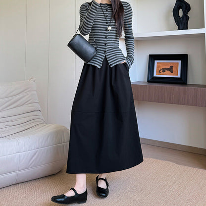 Summer High Quality Stitching Skirt Women Black - D&A
